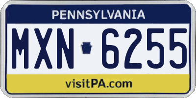 PA license plate MXN6255