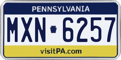 PA license plate MXN6257