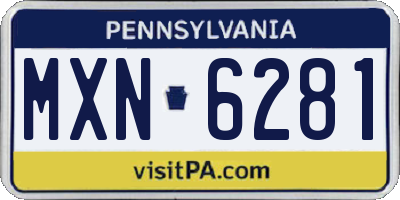 PA license plate MXN6281