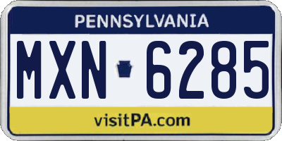 PA license plate MXN6285