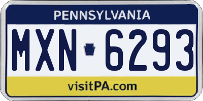 PA license plate MXN6293