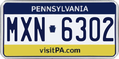 PA license plate MXN6302