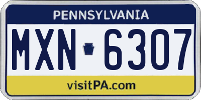 PA license plate MXN6307