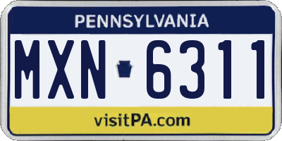 PA license plate MXN6311