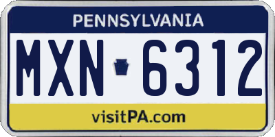 PA license plate MXN6312