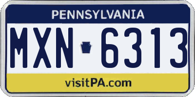 PA license plate MXN6313