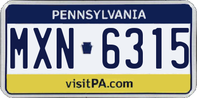 PA license plate MXN6315