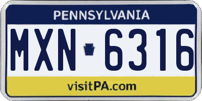 PA license plate MXN6316