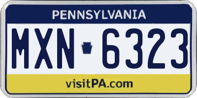 PA license plate MXN6323