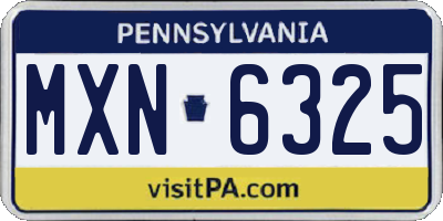 PA license plate MXN6325