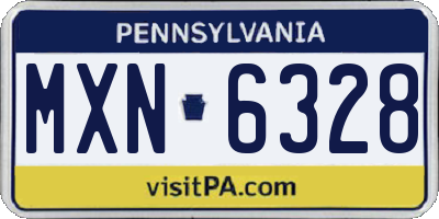 PA license plate MXN6328