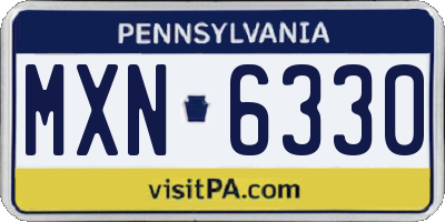 PA license plate MXN6330