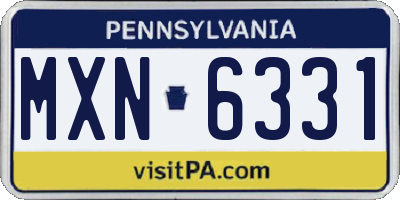 PA license plate MXN6331