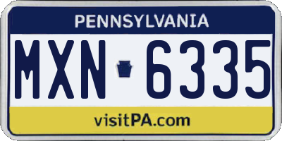 PA license plate MXN6335
