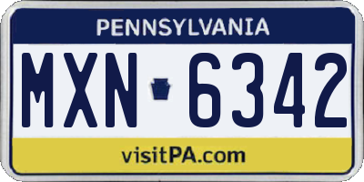 PA license plate MXN6342