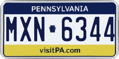 PA license plate MXN6344