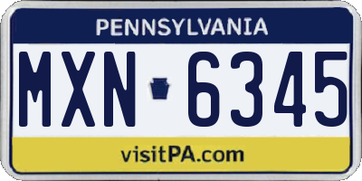 PA license plate MXN6345