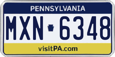 PA license plate MXN6348
