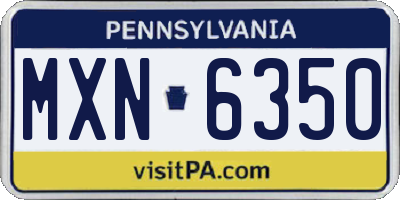PA license plate MXN6350
