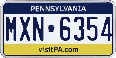 PA license plate MXN6354