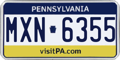 PA license plate MXN6355