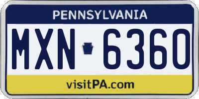 PA license plate MXN6360