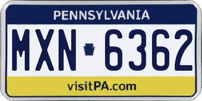 PA license plate MXN6362