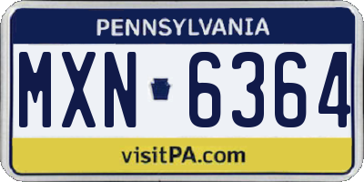 PA license plate MXN6364