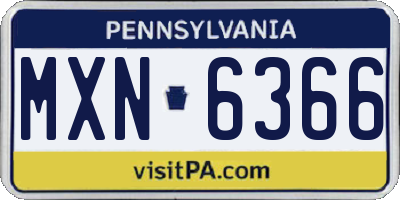PA license plate MXN6366