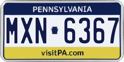 PA license plate MXN6367