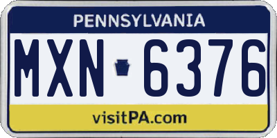 PA license plate MXN6376