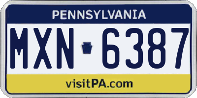 PA license plate MXN6387