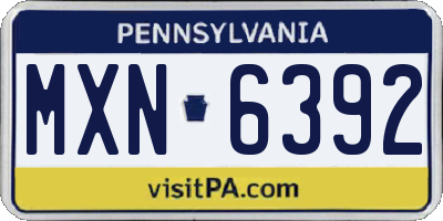 PA license plate MXN6392