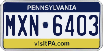 PA license plate MXN6403