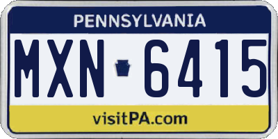 PA license plate MXN6415