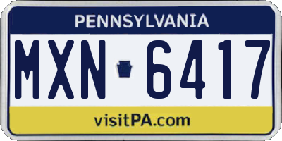 PA license plate MXN6417