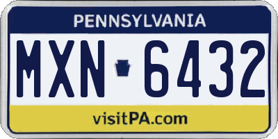 PA license plate MXN6432