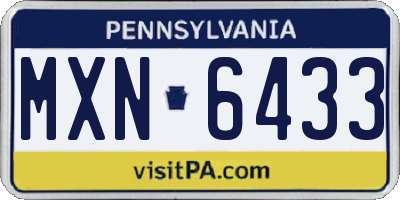 PA license plate MXN6433