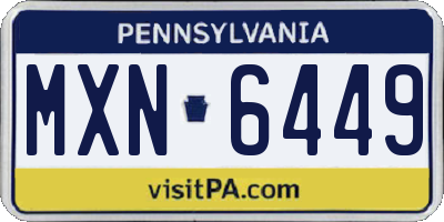PA license plate MXN6449
