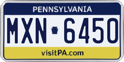 PA license plate MXN6450