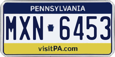 PA license plate MXN6453