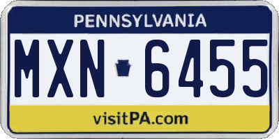 PA license plate MXN6455