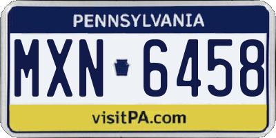 PA license plate MXN6458