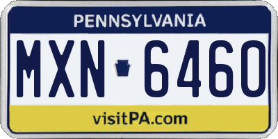 PA license plate MXN6460