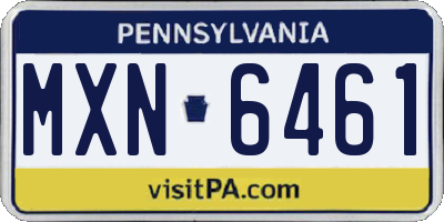 PA license plate MXN6461