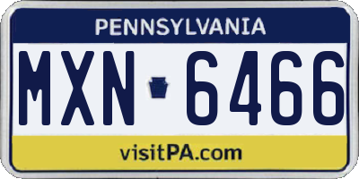 PA license plate MXN6466