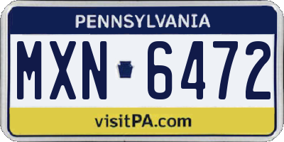 PA license plate MXN6472