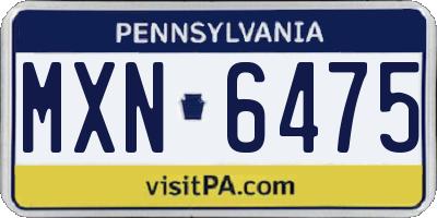 PA license plate MXN6475