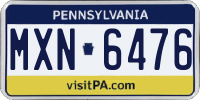 PA license plate MXN6476