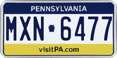 PA license plate MXN6477